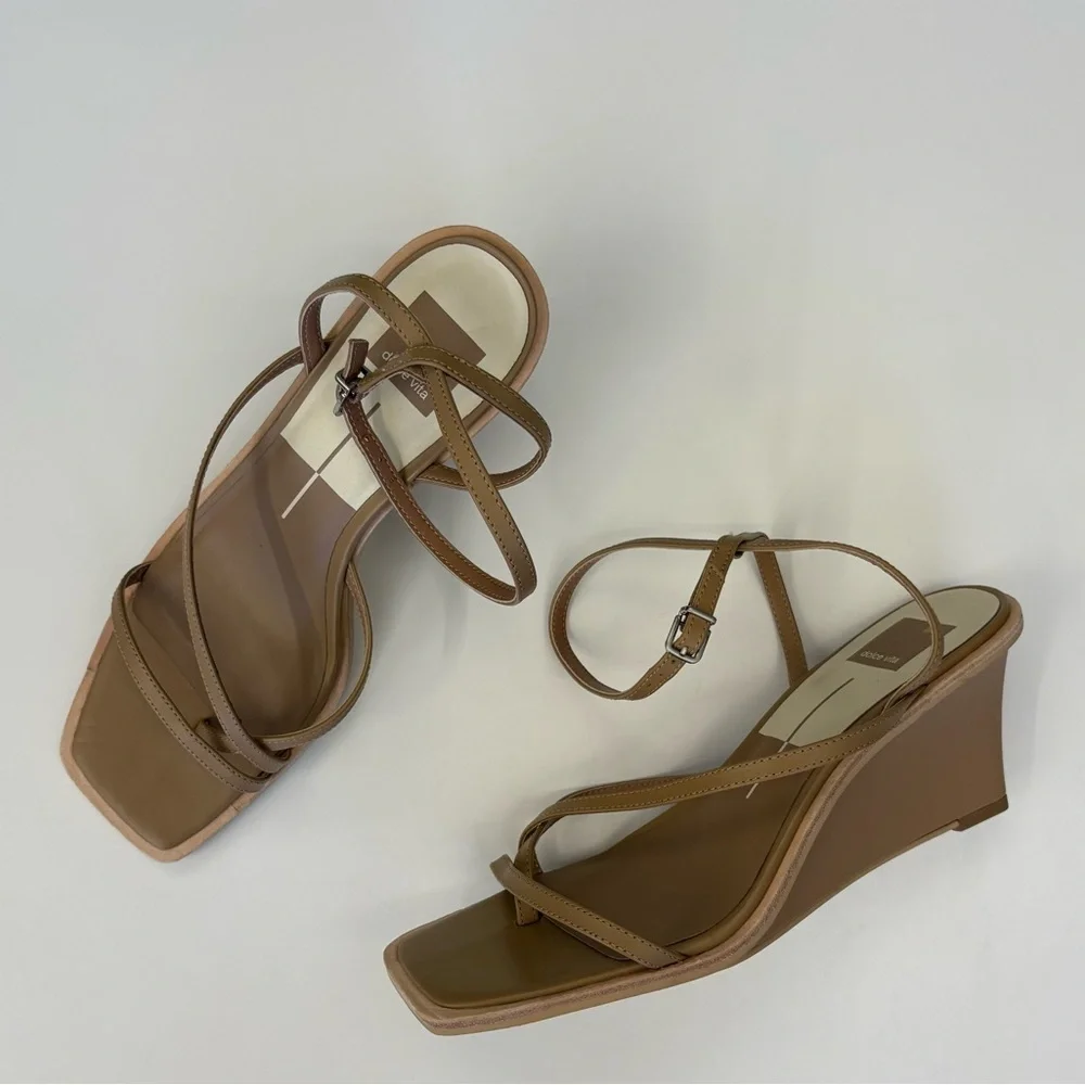 Dolce Vita || Gemini Wedge Sandals Strappy Tan Beige Nude 9.5‎ NWOB